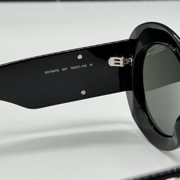 NEW GUCCI GG1647S 007 WOMEN SUNGLASSES GUCCI GG 1647S 007 ROUND BLACK EYEWEAR - Picture 11 of 14